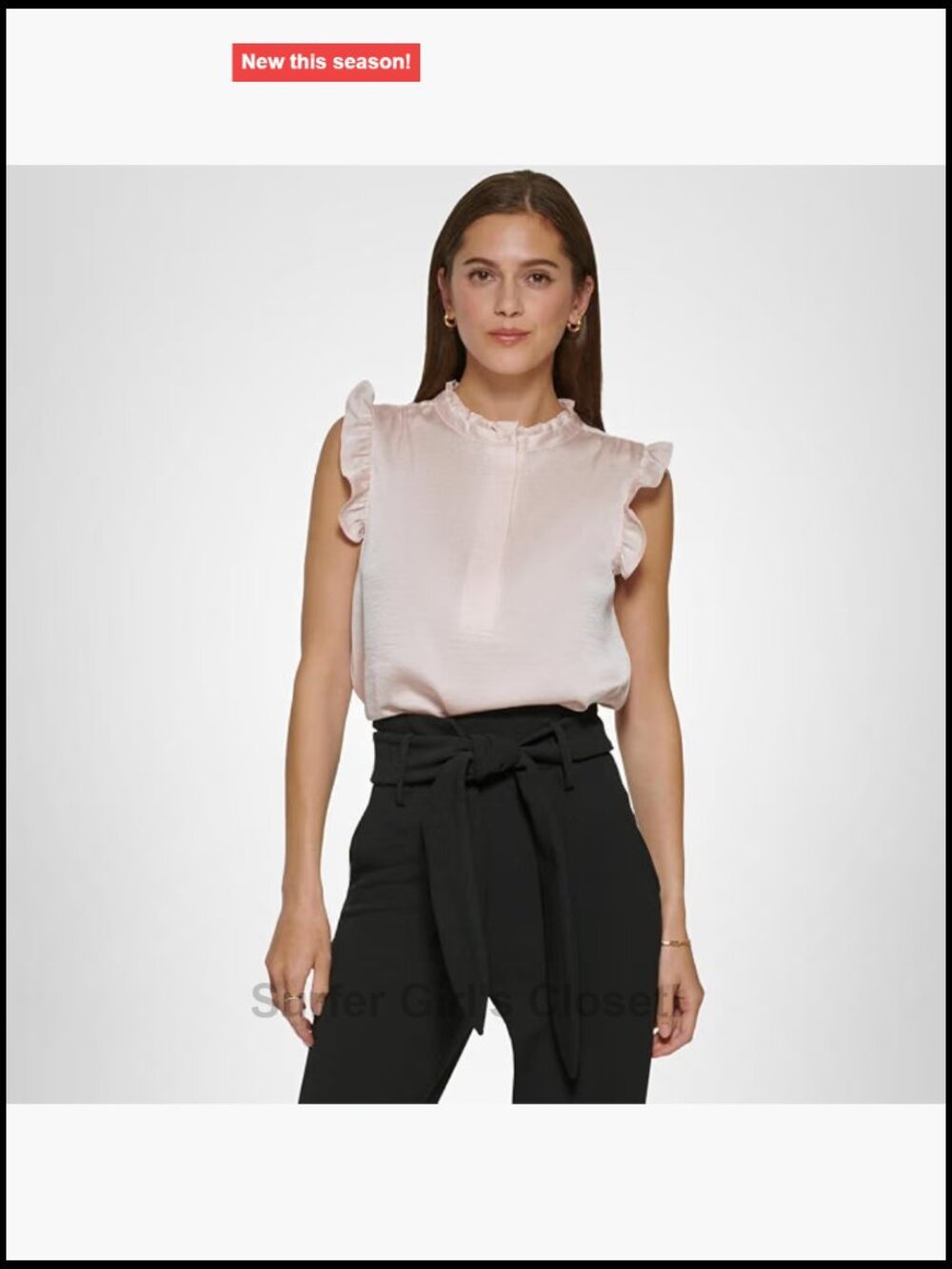 Sleeveless Ruffle Trim Blouse - Womens Tops Button Up